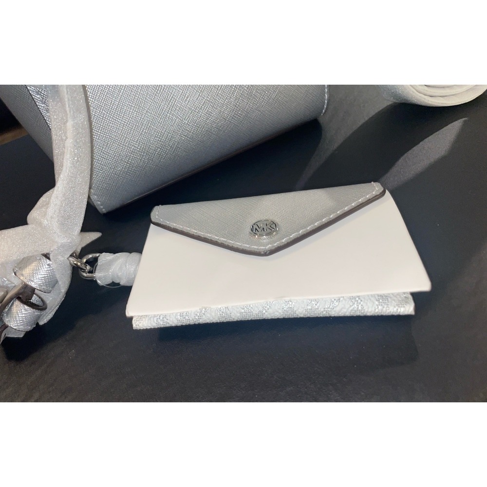 Michael Kors Vincent‎ XS Satchel Shoulder Crossbody Bag + Card Case Silver - Picture 3 of 6